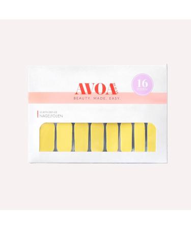 AVOA Beauty Mellow Yellow Nail Foil - Opaque Pastel Yellow Self-Adhesive Nail Wraps | Long-Lasting 16 Pack - Buy Online on GoSupps.com