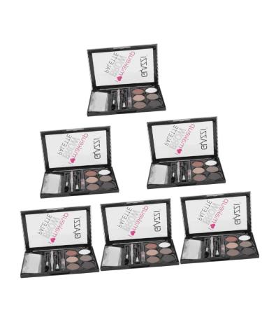 Healvian 6 Sets Eyebrow Powder Set Lit e Long Lasting Eyebrow Powder Eyeow Mp e Eyebrow Powder Tool Abs