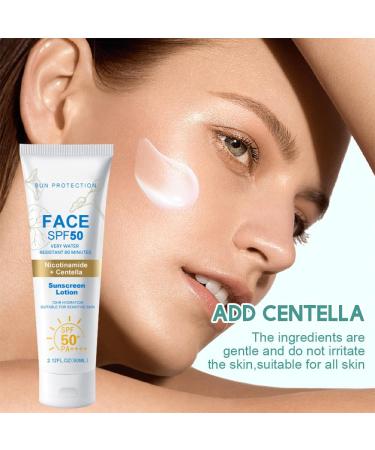 Sun Cream SPF 50+ Nicotinamide Centella Sunscreen Waterproof SPF 50 Face Moisturiser Refreshing & No Greasy Sunscreen UV Defense For All Skin Types Sun Lotion Suncream For Travel Natural Sunblock 60ml - Buy Online on GoSupps.com