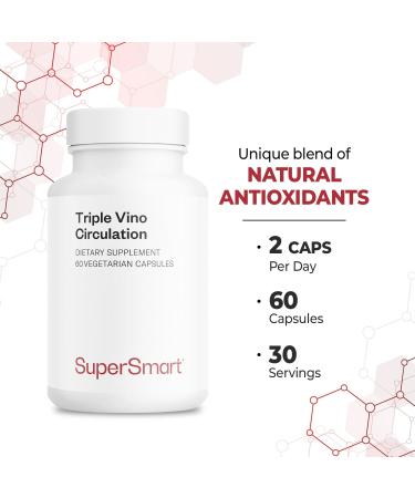 Supersmart Triple Vino Circulation (High Potency) - 3-in-1 Formula - Red Vine Leaf Extract - with Grape Seed & Marc | Vegan & Gluten Free - 60 Veg Capsules - Buy Online on GoSupps.com
