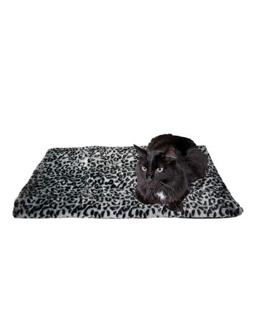 Downtown Pet Supply Thermal Cat Bed - Insulated Cat Mat with Aluminum Film & Sherpa Backing - Washer Safe Faux Fur Cover - Self-Warming Nap Regular Grey