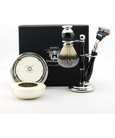 Haryali London Razor Set for men in handmade leather case 5-in-1 razor plane set including shaving stand razor compatible with fusion 5 shaving brush shaving bowl stainless steel and shaving soap - Buy Online on GoSupps.com