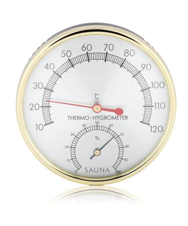 Dioche Sauna Thermometer Metal Dial Indoor Thermometer Hygrometer Hygro Sauna Room Accessories