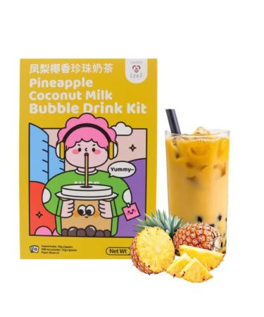 Tokimeki Bubble Tea Kit 255g |Simply prepare at home |Enjoy hot or cold perfect for relaxing + Heartforcards shipping protection (Pineapple)