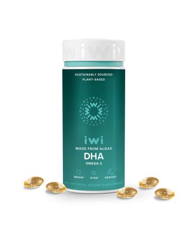 iwi DHA Supports Brain Development, Promotes Strong Joints & Bones and Eye Health | Vegan Algae Omega 3 DHA | Made in The USA | 30 Day Supply 60 Count (Pack of 1)