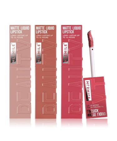 Liquid Lipstick Matte Lipstick Long Lasting Waterproof Lipstick for Women Non-Stick Cup/Not Fade Waterproof Lip Gloss (Lipstick Set 1) Color #1 #2 #3 1# 2# 3# 1 Fl Oz (Pack of 1)