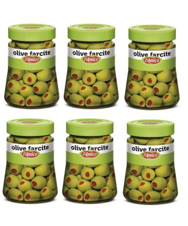 Italian Gourmet ER 6x DAmico Olive Verdi Farcite con Pasta di Peperoni green olives in brine Filled with pepperoni paste 290 g