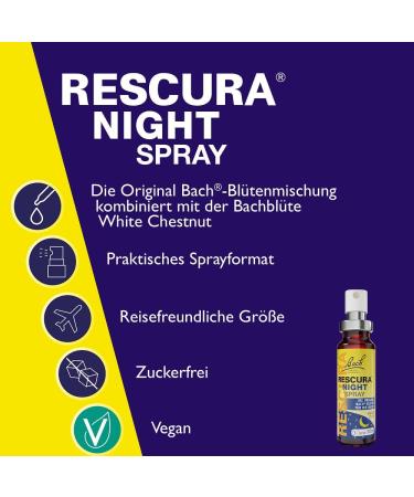 Original Bach RESCUE NIGHT Spray 20ml - Soothing Bach Flower Mixture with White Chestnut for Restful Sleep - International Shipping Available - Buy Online on GoSupps.com