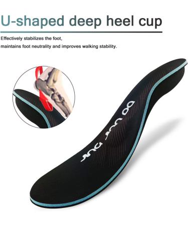 Orthopedic Shoe Inserts for Men & Women - DACAT Heel Spur Insoles for Flat Feet & Plantar Fasciitis | EU Size 46-47 | Black - Buy Online on GoSupps.com