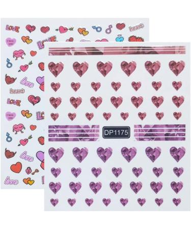 Hot Nail Art Decorations DIY Manicure Nail Stickers Self Adhesive Decals 3D Colorful Heart Love(DP1175) - Buy Online on GoSupps.com
