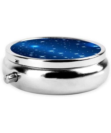 Blue Star Pattern Round Pill Box - 3 Compartment Portable Travel Organizer - Buy Online on GoSupps.com