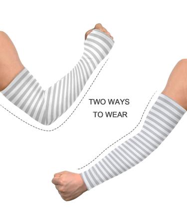 Grey Striped Compression Arm Sleeve - UPF 40+ Sun Protection for Men & Women - Buy Online on GoSupps.com