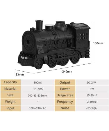 Predolo Retro Train Essential Oil Diffuser - 220V EU Plug Humidifier with Atmospheric Light Black - Buy Online on GoSupps.com