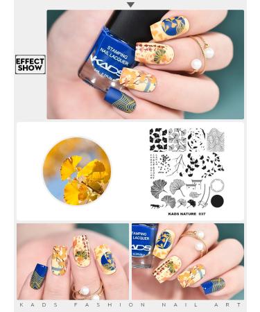 KADS Nature Nail Stencil - Ginkgo Biloba Branch Nail Art Stamping Plate for DIY Manicure (NA037) - Buy Online on GoSupps.com
