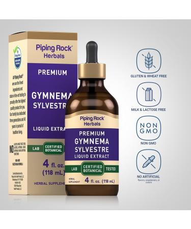 Piping Rock Gymnema Sylvestre Extract Liquid | 4 Fl Oz | Vegetarian Alcohol Free Tincture Drops | Non-GMO Gluten Free Supplement - Buy Online on GoSupps.com