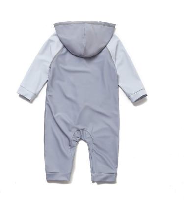 BONVERANO Baby Boys Swimsuit 18-24 Months Grey | UPF 50+ Full-Zip Hoodie One Piece Swimwear - Buy Online on GoSupps.com