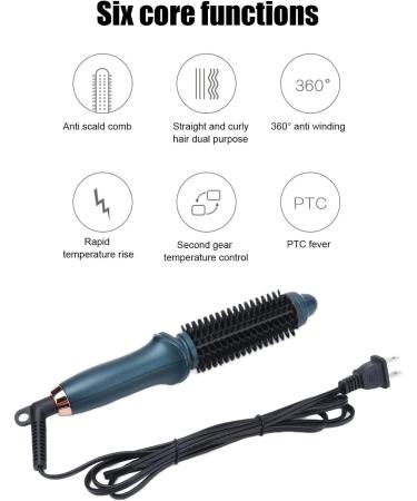 MJKO Green Portable 2-in-1 Curling Brush | Dual Purpose Hair Tool for Straight & Curly Styles | US Plug 110V - Buy Online on GoSupps.com
