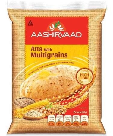 Seelans Aashirvaad Multigrain Atta Flour 2kg Healthy and Tasty High Fiber With Multigrain Mix - Wheat Maize Oat Channa Soya (Pack Of 2) - Buy Online on GoSupps.com