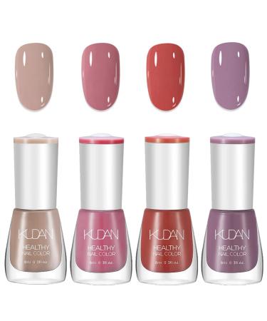 Nail Polish Sets Quick Dry Nail Polish Nail Varnish 4PC Pink Nail Varnish Set Long Lasting Nude Pink Red Purple Nail Polish Non-Toxic Water Based Nail Varnish No Need Cure Pink Purple