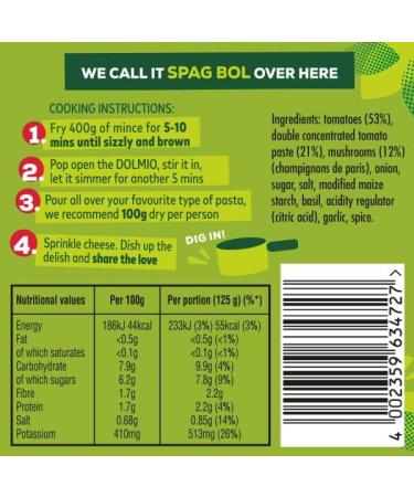 Dolmio Bolognese Chunky Mushroom Tomato Pasta Sauce 500g - Authentic Italian Flavor (1 Jar) - Buy Online on GoSupps.com