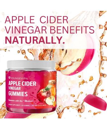 Youngevity Apple Cider Vinegar Gummies 500mg - Detox & Immunity Support | 60 Gummy Vitamins - Raw ACV from The Mother - Buy Online on GoSupps.com