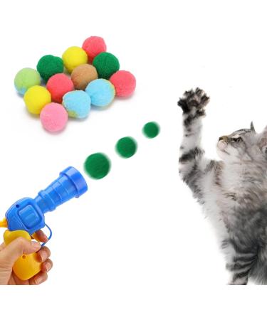 Buy Wllhyf 50-Piece Cat Toy Ball Set with Noiseless Thrower - Interactive Indoor Soft Plush Toys for Cats & Kittens - Buy Online on GoSupps.com