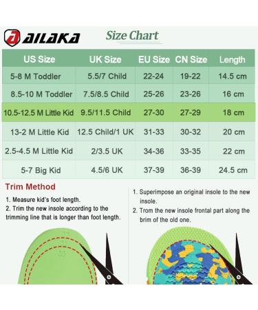 Ailaka Kids Orthotic Arch Support Insoles for Flat Feet & Plantar Fasciitis - Green, UK Child 9.5-11.5 / EU 27-30 / CN 27-29 - Buy Online on GoSupps.com