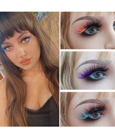 QYLPZ 8 Pairs Coloured False Eyelashes Colored Lashes Cat Eye Natural False Lashes Faux Mink Lashes Colored Lashes Fluffy Wispy Russian Strip Lashes with Color (4 MIX Colors ) Color mix02 - Buy Online on GoSupps.com