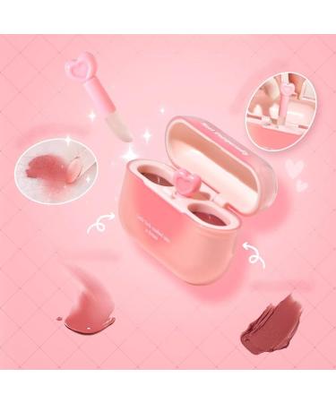 Colorful Lip Gloss Lip Gloss for Girls - Double Lipstick Mud - Glitter Lip Glaze Earphone Case Lip Gloss Tint with Heart Shaped Applicator - Buy Online on GoSupps.com