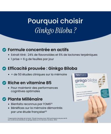 NaturAvignon | Ginkgo biloba | m moire | concentration I audition I compl ment alimentaire | fort dosage I vitamine B5 | 30 jours Audition & M moire - Buy Online on GoSupps.com