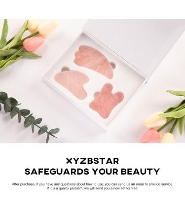 XYZBSTAR Gua Sha Facial Tools Set - Rose Quartz & Jade Stone Scraping Tool for Face, Neck, Eyes, and Body - Pack of 3 (Pink) - Buy Online on GoSupps.com