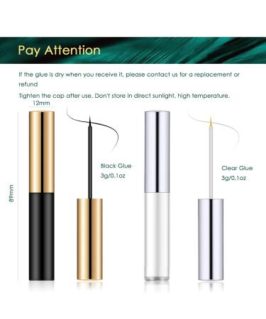 Lanciley False Eyelash Glue False Eyelash Glue with White and Black Applicator Brush Waterproof and Strong Hold False Eyelash Glue 3g*2 - Buy Online on GoSupps.com
