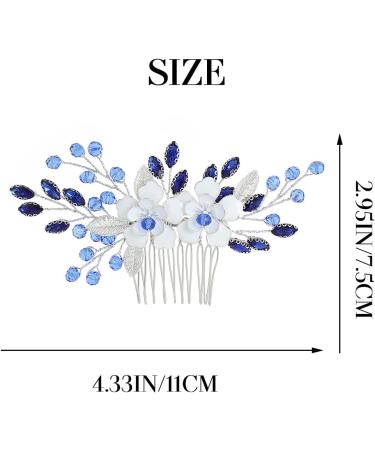 IYOU Flower Wedding Hair Comb Blue Crystal Bridal Hair Accessories Baroque Prom Bride Hair Pieces for Women - Buy Online on GoSupps.com