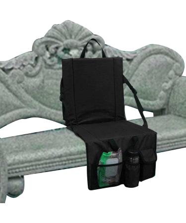 Stadium Seat Cushion | Thick Stadium Seat with Back Support and 4 Pockets Lightweight Waterproof Back Support Picnic Bleacher Seats for Outdoor Black - Buy Online on GoSupps.com
