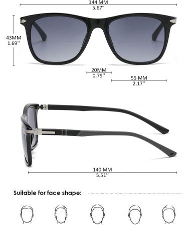 Buy Koosufa Fashion Bifocal Sunglasses - Progressive Reading Glasses for Men & Women | TR90 Spring Hinge | Outdoor Reading Help - 1.0 to 3.5x | 2 Color Set - Buy Online on GoSupps.com