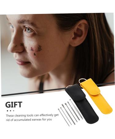 Stainless Steel Ear Cleaner Set - 8 Piece Earwax Removal Kit - Black Yellow - 10x3x1cm - Household Ear Cleaning Tools - Buy Online on GoSupps.com