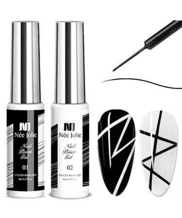 Nail Gel Polish Liner Gel Nail Art 2 Colors Liner Gel Art Set Soak Off Shimmer Nail Polishes For Drawing Lines Color Painting UV Liner Gel For Women Festival (D)