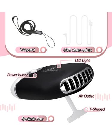 3 Pcs Nano Mister & Mini USB Lash Fan Set for Lash Extensions | Handheld Lash Mirror & Portable Facial Steamer | 20 ml Water Tank | Black Simple Style - Buy Online on GoSupps.com