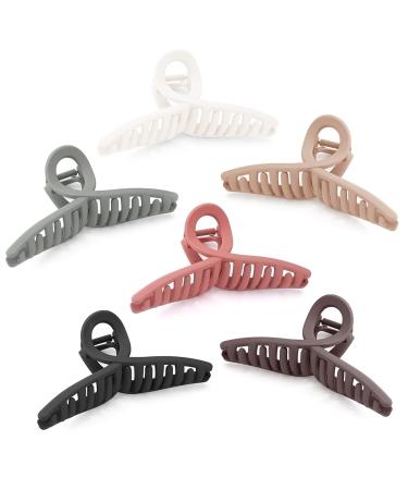 5.1 Inch Big Hair Clips 6 Pack Extra Large Hair Clips for Women Claw Clips for Thick Hair Butterfly Hair Clips for Long Curly Hair Durable Matte Jumbo Claw Clip Hair Accessories for Women & Girls Claret