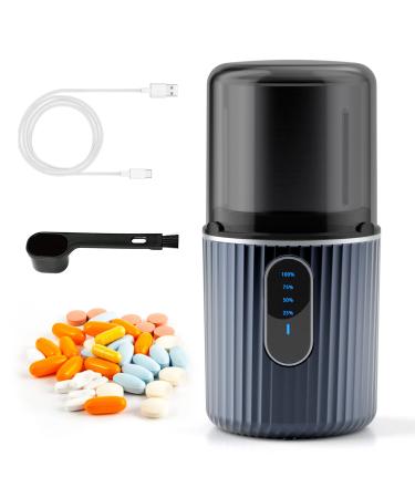 Cordless Electric Pill Crusher Grinder Pulverizer - Grind and Pulverize Multiple Pills, Small and Large Medication and Vitamin Tablets to Fine Powder - Removable Grinding Cup for Easy Cleaning Navy Blue