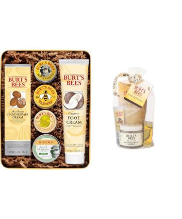 Burt's Bees Easter Basket Stuffers Classics Gifts Set 6 Products in Giftable Tin Cuticle Cream & Easter Basket Stuffers Hand Repair Gifts Set 3 Hand Creams plus Gloves