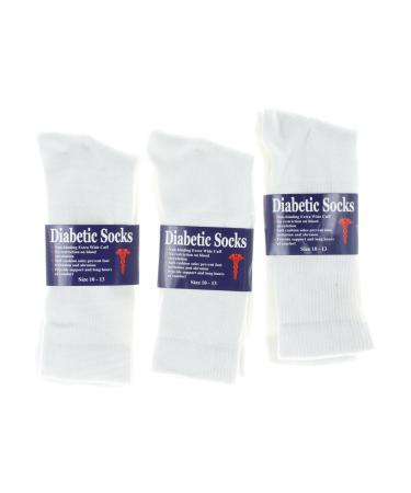 Diabetic Non-Binding Extra Wide Cuff Socks Size 10-13 (3 Pairs)