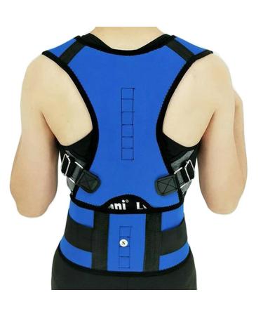 Shoulder Scoliosis Orthopedic Back Brace Spine Magnet Support Poor Posture Correction Belt Women Men Blue L
