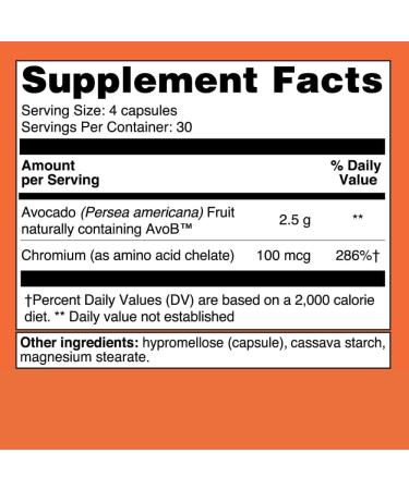 Metavo Metabolism Capsules | Energy Support Supplement | Advanced Blood Sugar Support | Curb Sugar Cravings | With Avocado based AvoB and Chromium | 120 Count - Buy Online on GoSupps.com