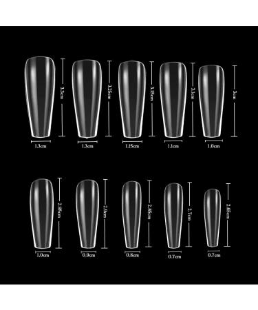 500 PCS Ballerina Fake Nails - Acrylic Artificial Nail Tips Coffin Shape Long Clear Box 10 Sizes - Buy Online on GoSupps.com