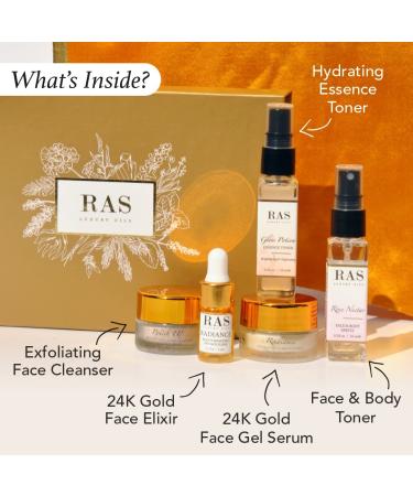 Quick Glow Kit - Hydrating Essence Toner & 24K Gold Elixir | Exfoliating Face Cleanser & Gel Serum | Smoothens Skin - RAS LUXURY OILS - Buy Online on GoSupps.com