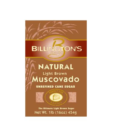 Billington's Natural Light Brown Muscovado Sugar 1 LB 1 Pound (Pack of 10)