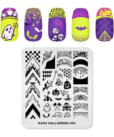 Shop KADS Halloween Nail Plates - Nail Art Stamping Kits with Pumpkin Bat & Skull Designs for DIY Decoration - Buy Online on GoSupps.com