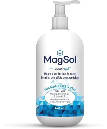 Magsol Magnesium Lotion for Sleep & Muscle Relaxation | Topical Magnesium Sulfate Solution by epsomgel (240 ml) | Hydrating Skin Gel | Natural Epsom Salt with Borage Oil