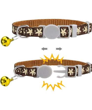 Tagme Personalized Cat Collar Set - Adjustable Safety Closure with Name & Phone Number 2-Pack Brown (18-28 cm) - Buy Online on GoSupps.com